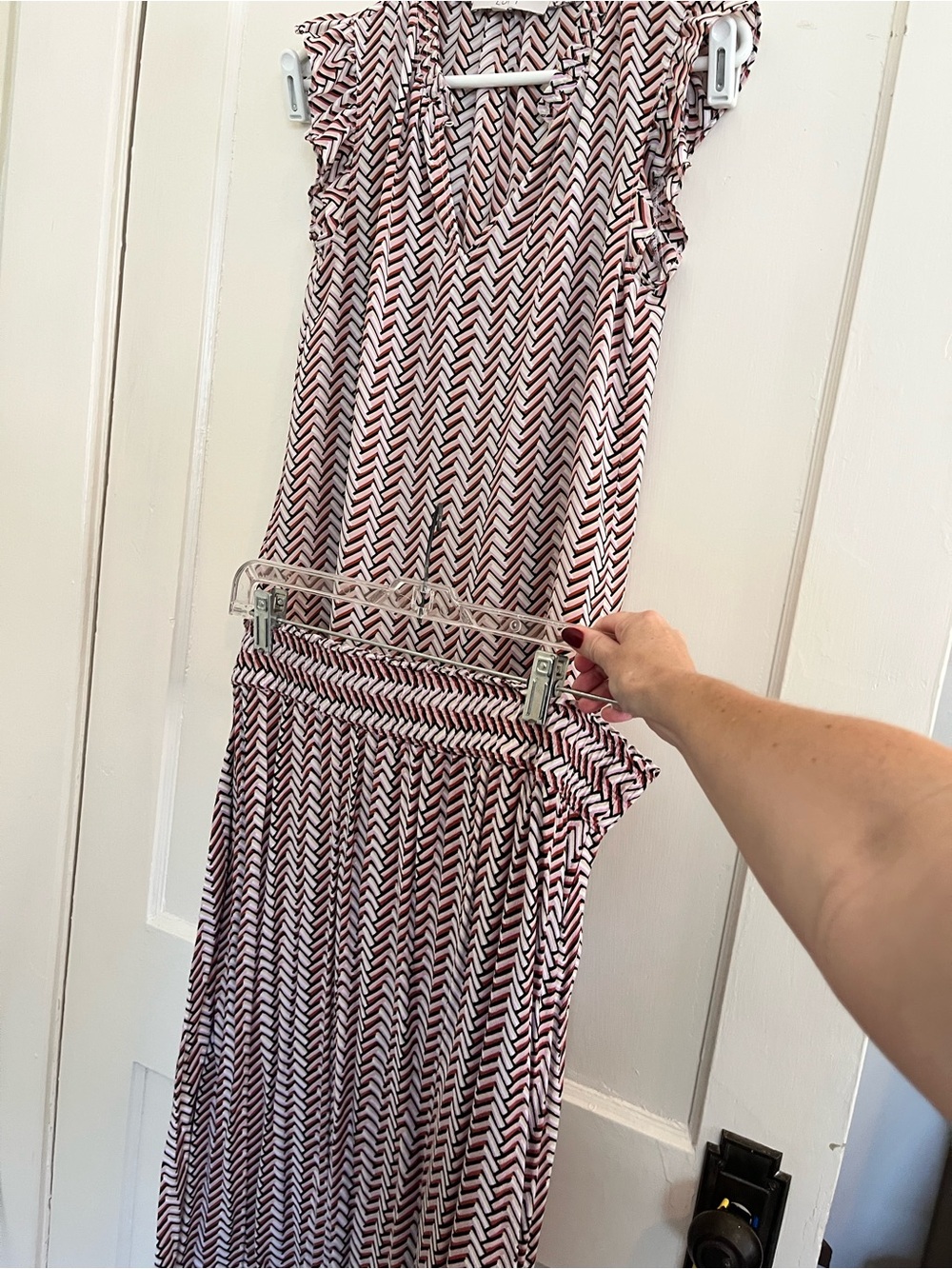 LOFT Chevron Matching Set blouse and midi skirt in Rose and White